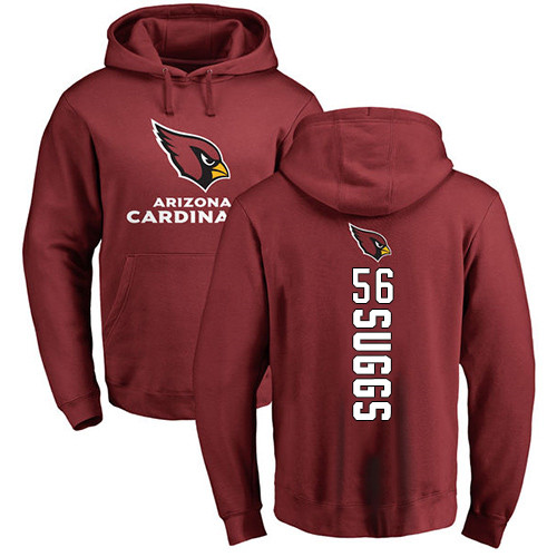 Arizona Cardinals Men Maroon Terrell Suggs Backer NFL Football #56 Pullover Hoodie Sweatshirts